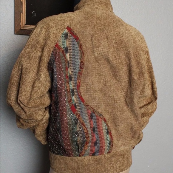 VTG 80's Koos Van Den Akker Patchwork Suede Leather Bomber Baseball Jacket S M - Picture 5 of 8